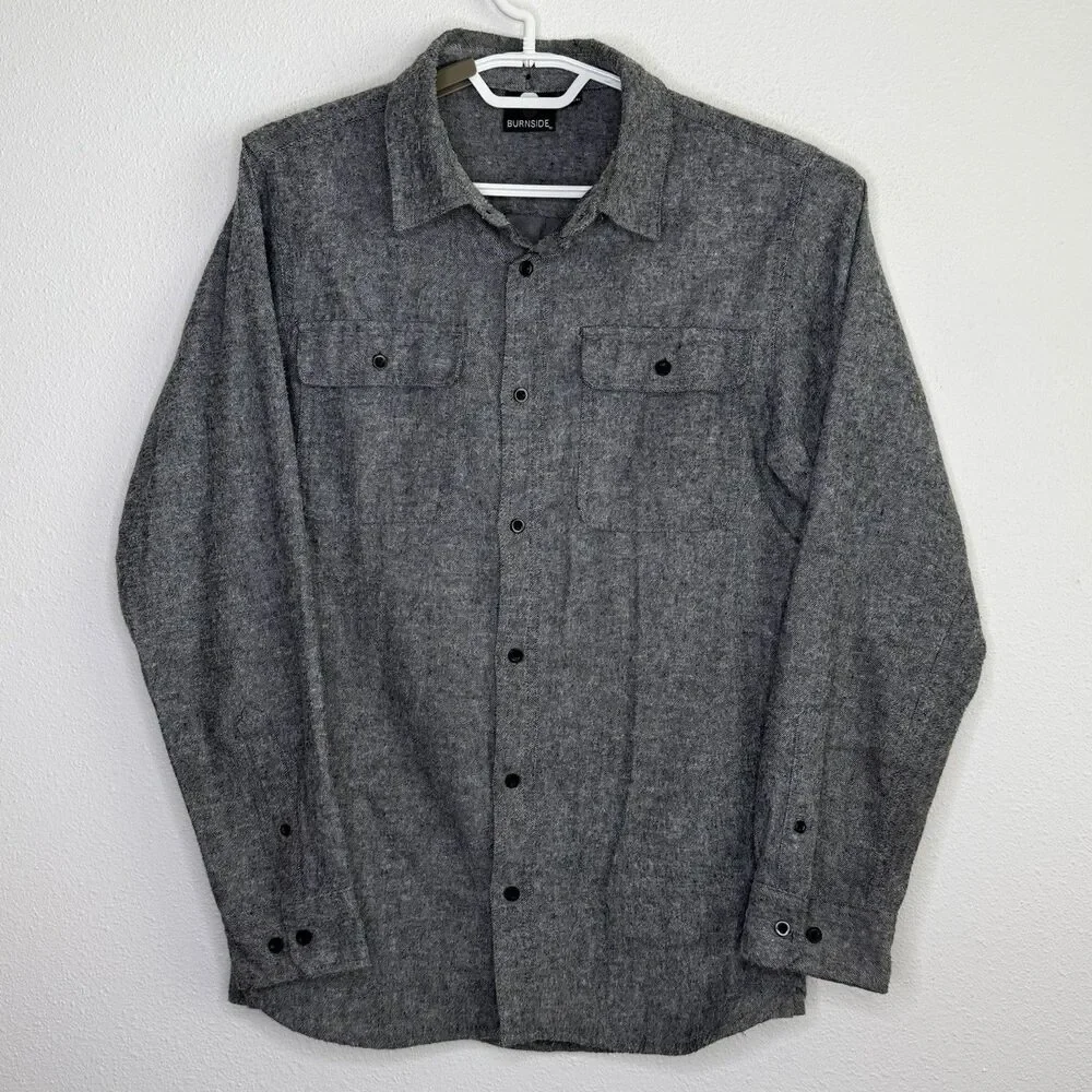 Burnside Button Up Shirt Gray Long Sleeve Men’s Small